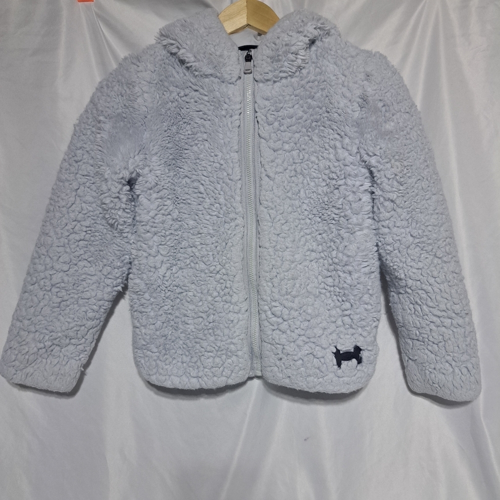 Under Armour Hooded Fuzzy Logo Light Gray Zip Up Jacket Girl Youth Sz Medium YMD